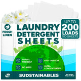 Sudstainables Laundry Detergent Sheets 200 Loads - Dissolvable Laundry Sheet for Washing Machines, Compact Alternative to Liquid & Powder Detergent