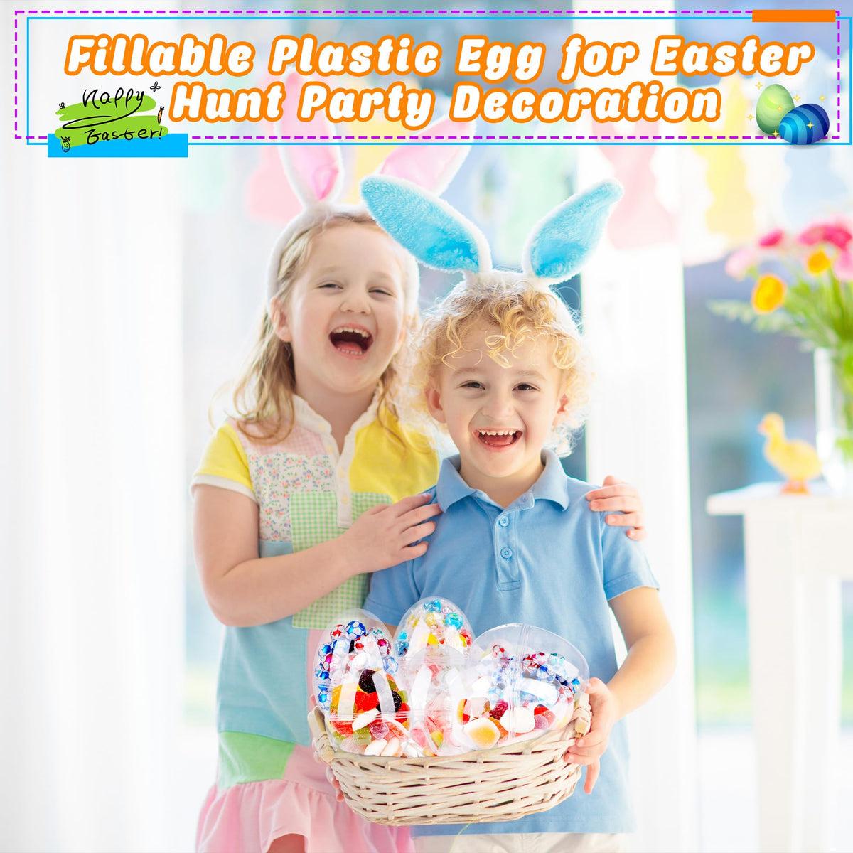 Barblog 24 Pcs 3.15 Inch/ 3.5 Inch/ 5 Inch Large Clear Easter Plastic Eggs Fillable Transparent Easter Eggs Bulk for Easter Hunt Easter (Clear ( 3.5