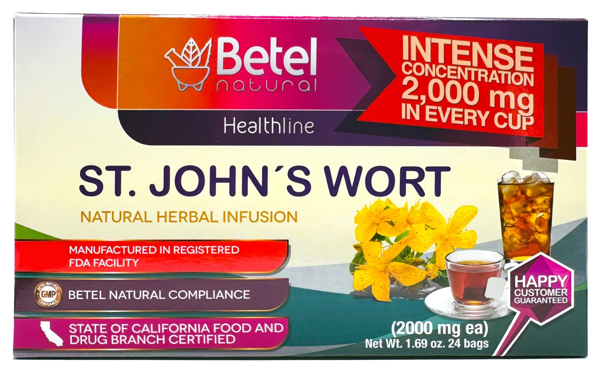 Premium Hierba de San Juan Te by Betel Natural - St Johns Wort - 2 Grams Per Tea Bag
