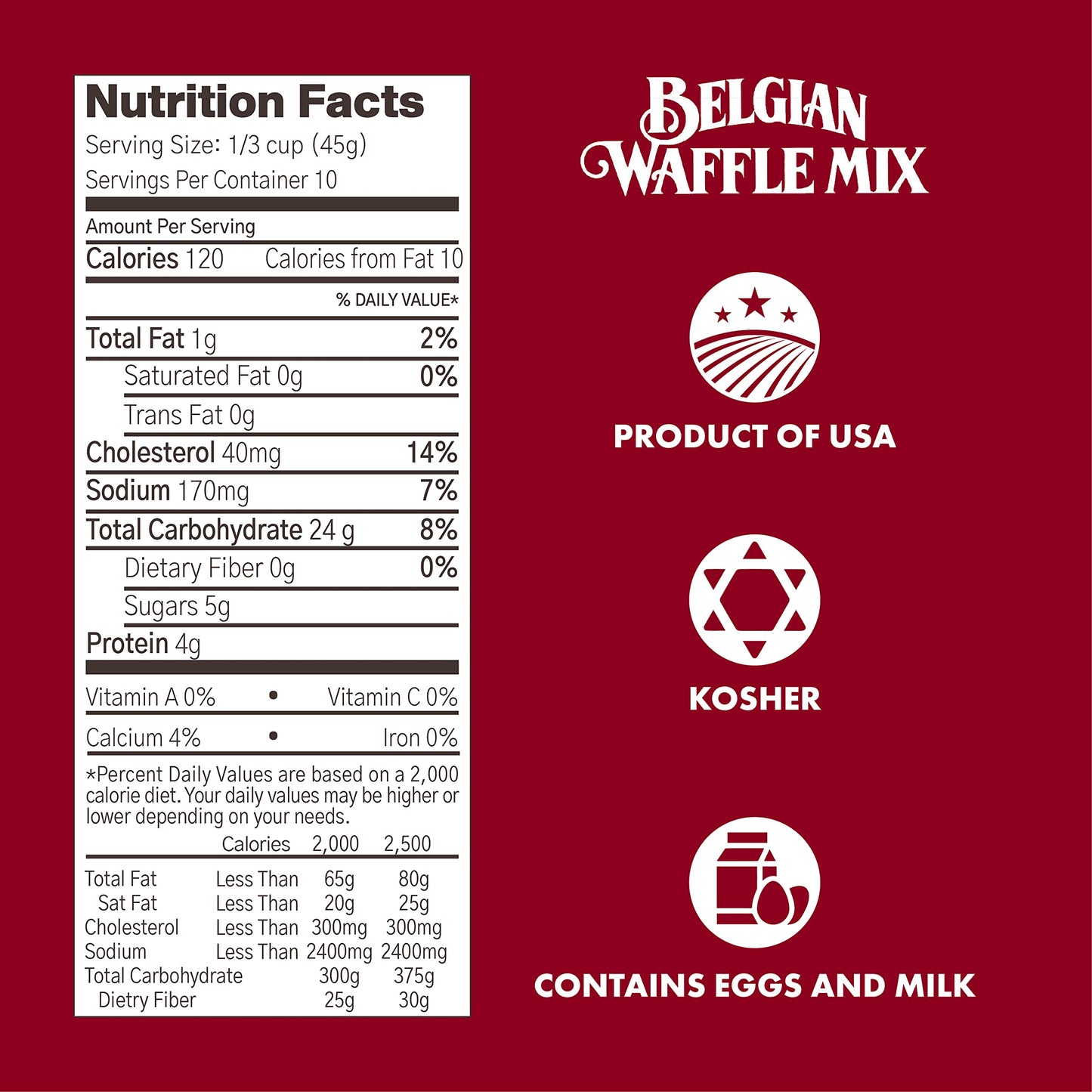 Classique Fare Belgian Waffle Mix - Makes Light and Crisp Waffles, Pancakes, Muffins and Crepes - Works with Griddle Maker - Fast and Fresh Breakfast Foods - 1 Pound (Pack of 6)