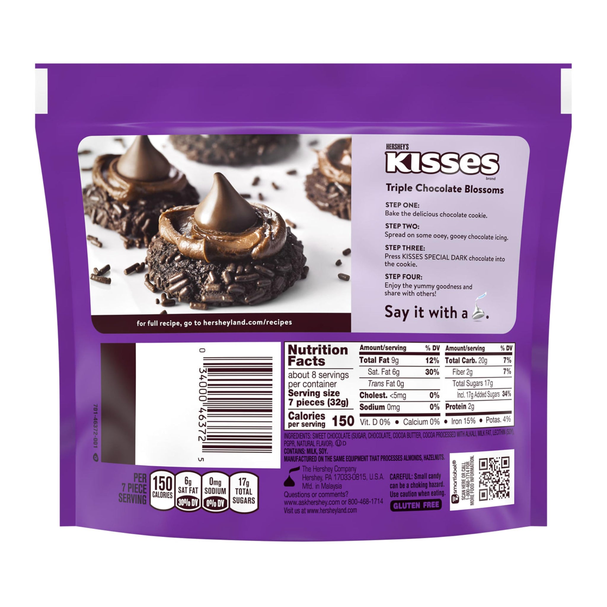 HERSHEY'S KISSES SPECIAL DARK Mildly Sweet Chocolate Candy Share Pack, 8.7 oz