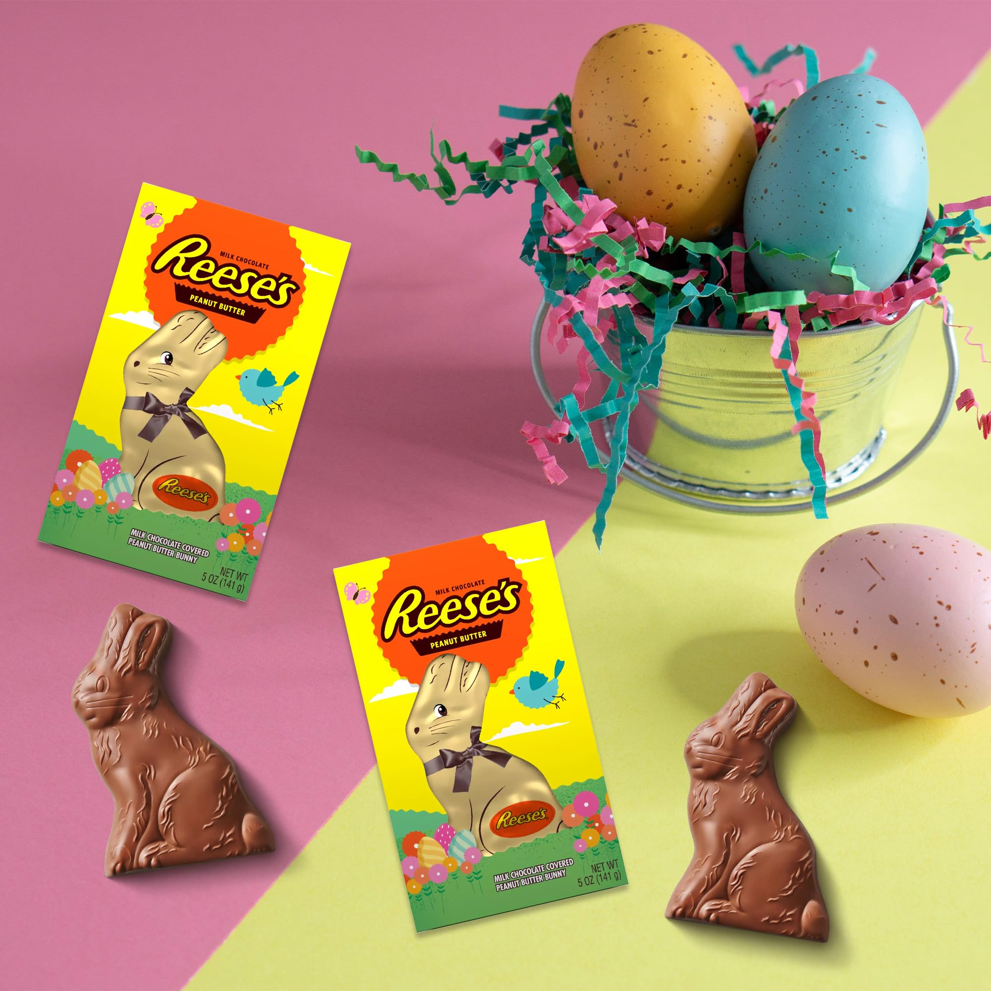 Snackivore Easter Candy Reese Chocolate Easter Bunny Bulk 2 Pack. Golden Bunny Easter Reeces, Easter Hershey Chocolate Easter Bunny Candy, Easter