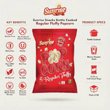 Sunrise Snacks Regular Fluffy Popcorn - Movie Theater Crunch, Gluten Free, Nut Free, Dairy Free, Kosher - Perfect for Home, Office, School, Travel