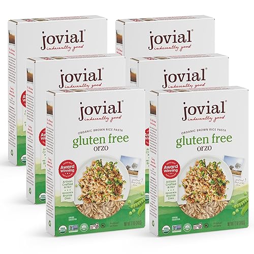 Jovial Organic Brown Rice Orzo Pasta - Gluten Free Whole Grain Orzo, Dairy Free, Made with 2 Ingredients, Non GMO, Artisan Crafted in Italy - 12 Oz (6