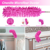 Microfiber Dusters for Cleaning, Feather Dusters with Extension Pole, Bendable & Washable Dusters for High Ceiling Fan, Blinds, Cars, Furniture