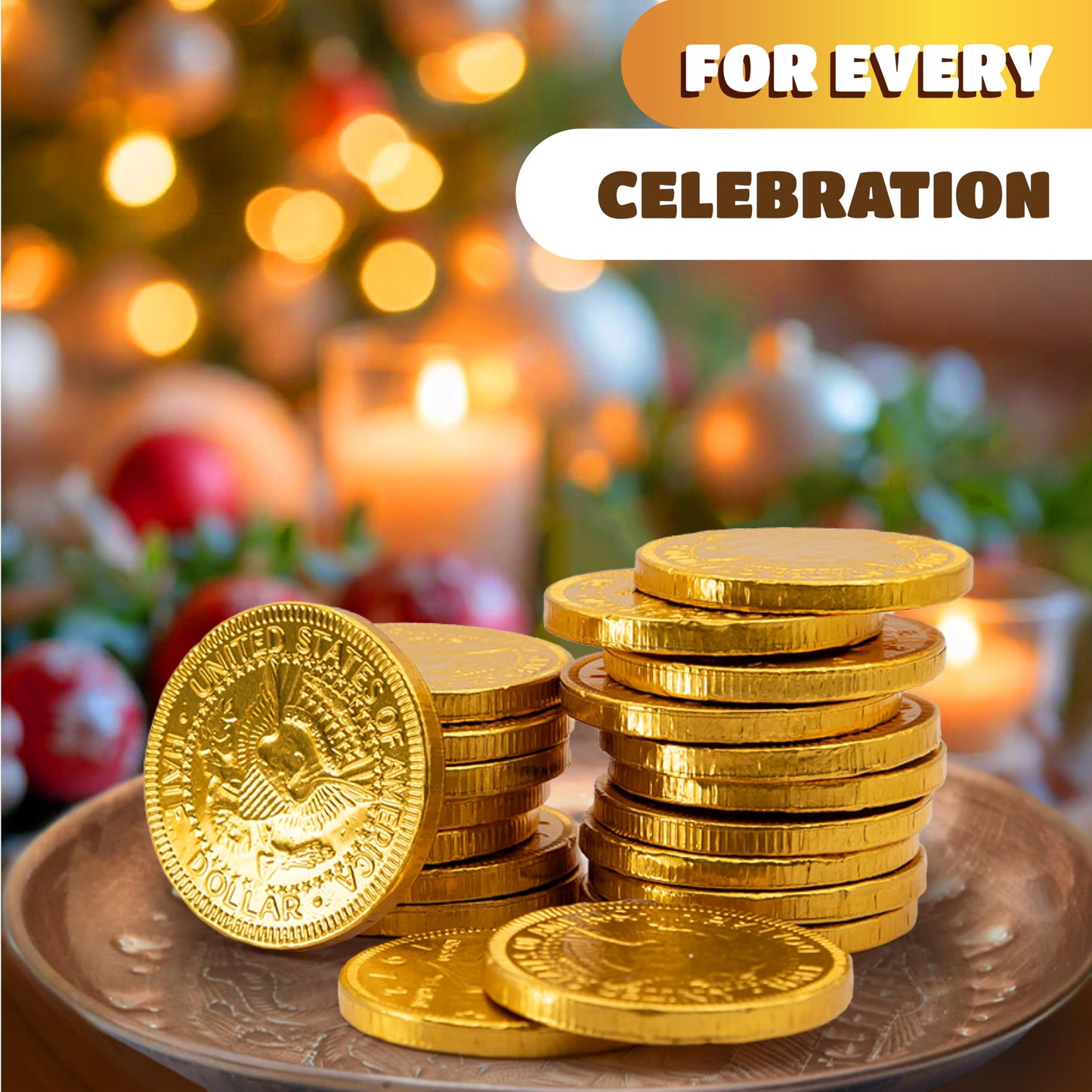 Milk Chocolate Coins Bulk - 2 Pound Pack - 160 Count - Chocolate Gold Coins for Party Favors - Individually Wrapped Gold Candy for Goodie Bags & Party