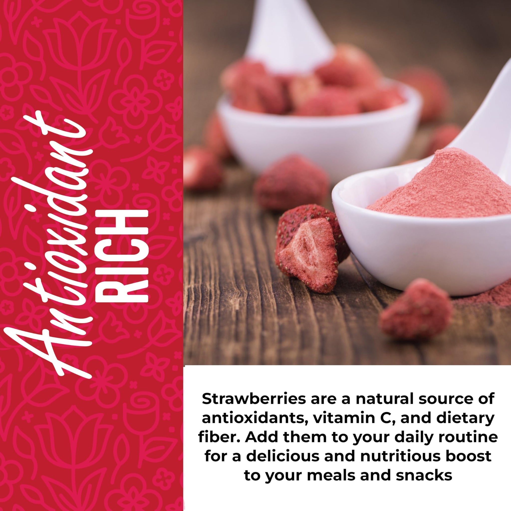 Herbaila Freeze Dried Strawberry Powder 1lb, No Sugar Added - Pure All Natural Strawberry Powder for Baking, Freeze Dried Strawberries Powder