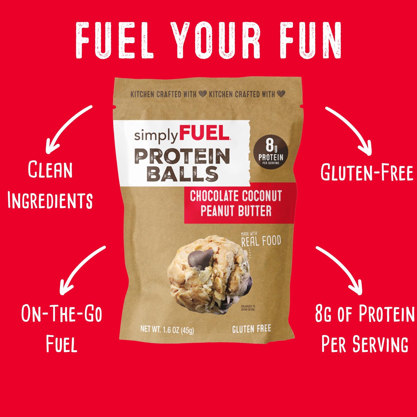 simplyFUEL Whole-Food Protein Balls Variety Pack (Ultimate) - 8 g High-Protein, Gluten-Free, Healthy Snack for Adults & Kids (1.6 oz - Pack of 10)