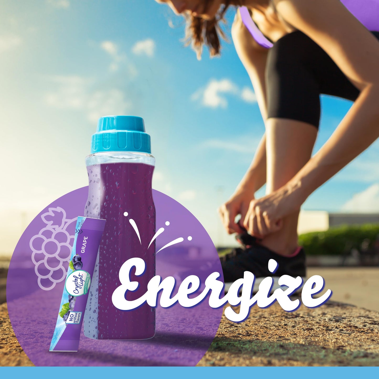 Crystal Light Drink Mix with Caffeine, 120 Packets, for Convenient On-the-Go Flavorful Hydration, Naturally Flavored Grape with other natural flavor