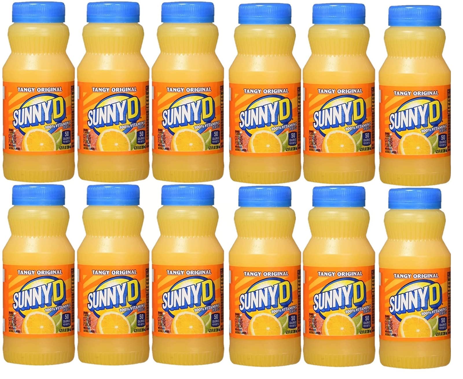 BEEQ BOX - Pack of 12 SunnyD Tangy Original Orange Flavored Citrus Punch (6.75 fl. oz. bottle,)