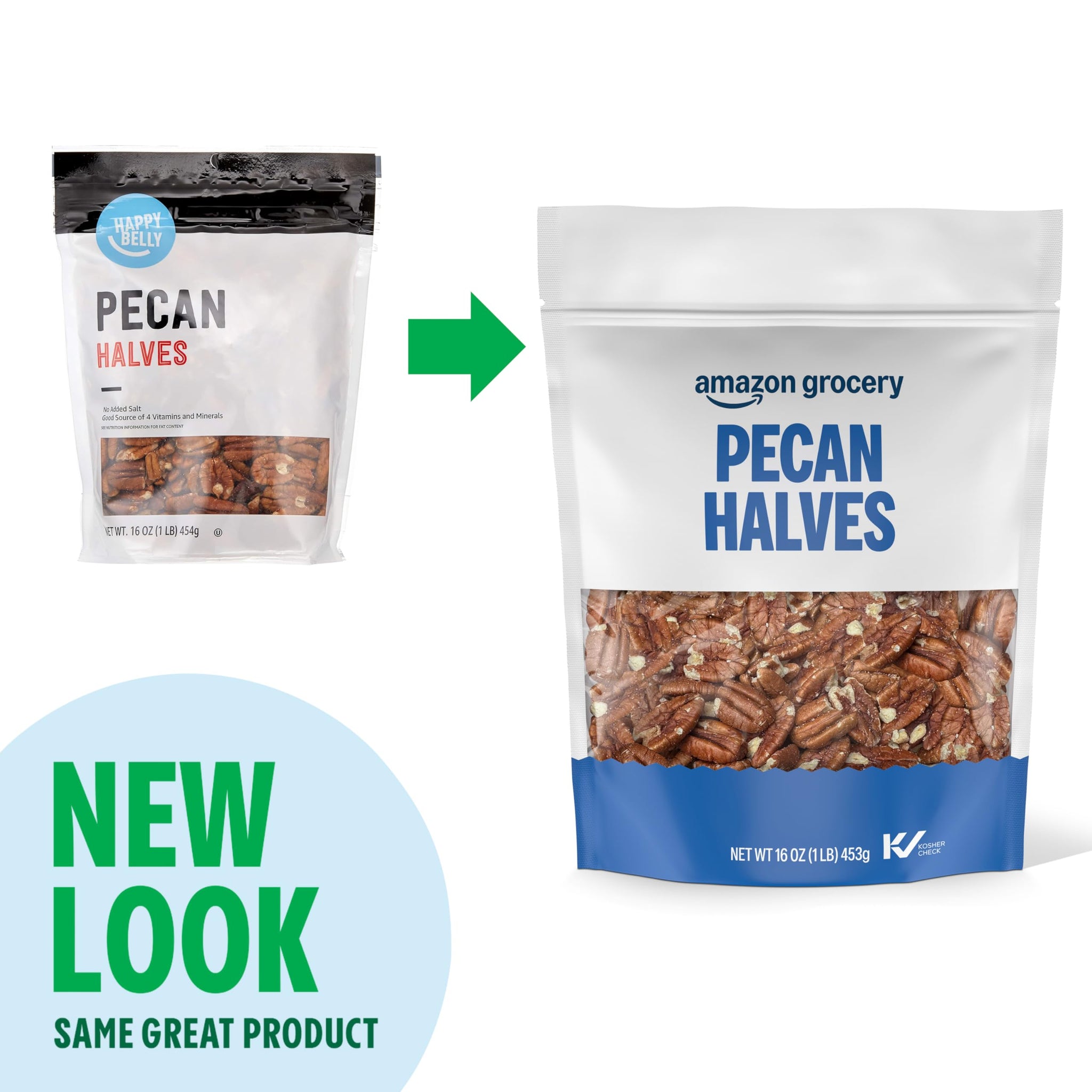 Amazon Grocery, Pecan Halves, 16 Oz (Previously Happy Belly, Packaging May Vary)