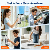 BirdSuite Cordless Window Vacuum Squeegee with Extension Pole, Electric Window Cleaner with Water Collection Tank, Portable Cleaning Kit for Glass