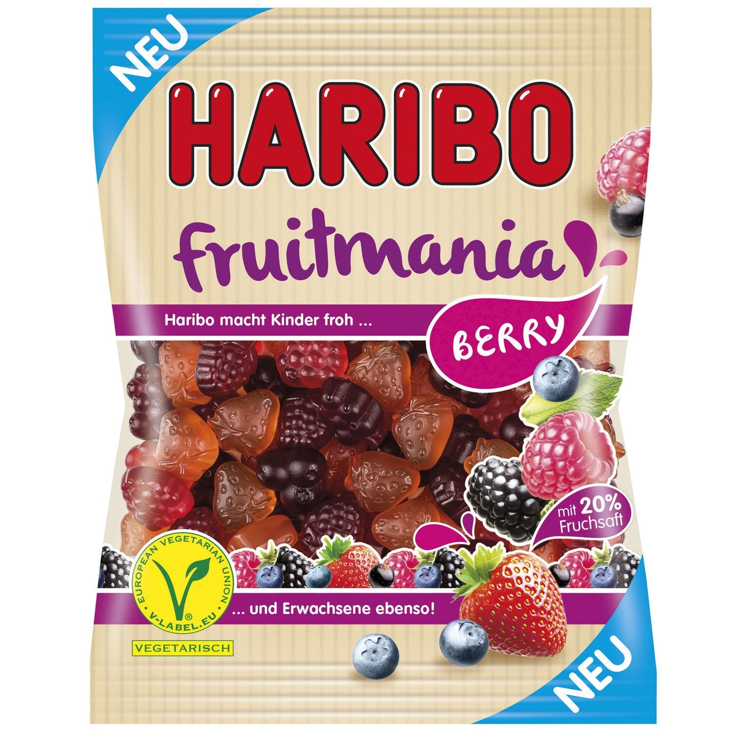 Haribo Fruitmania Berry 1 Pack 175g Imported from Germany-SET OF 2