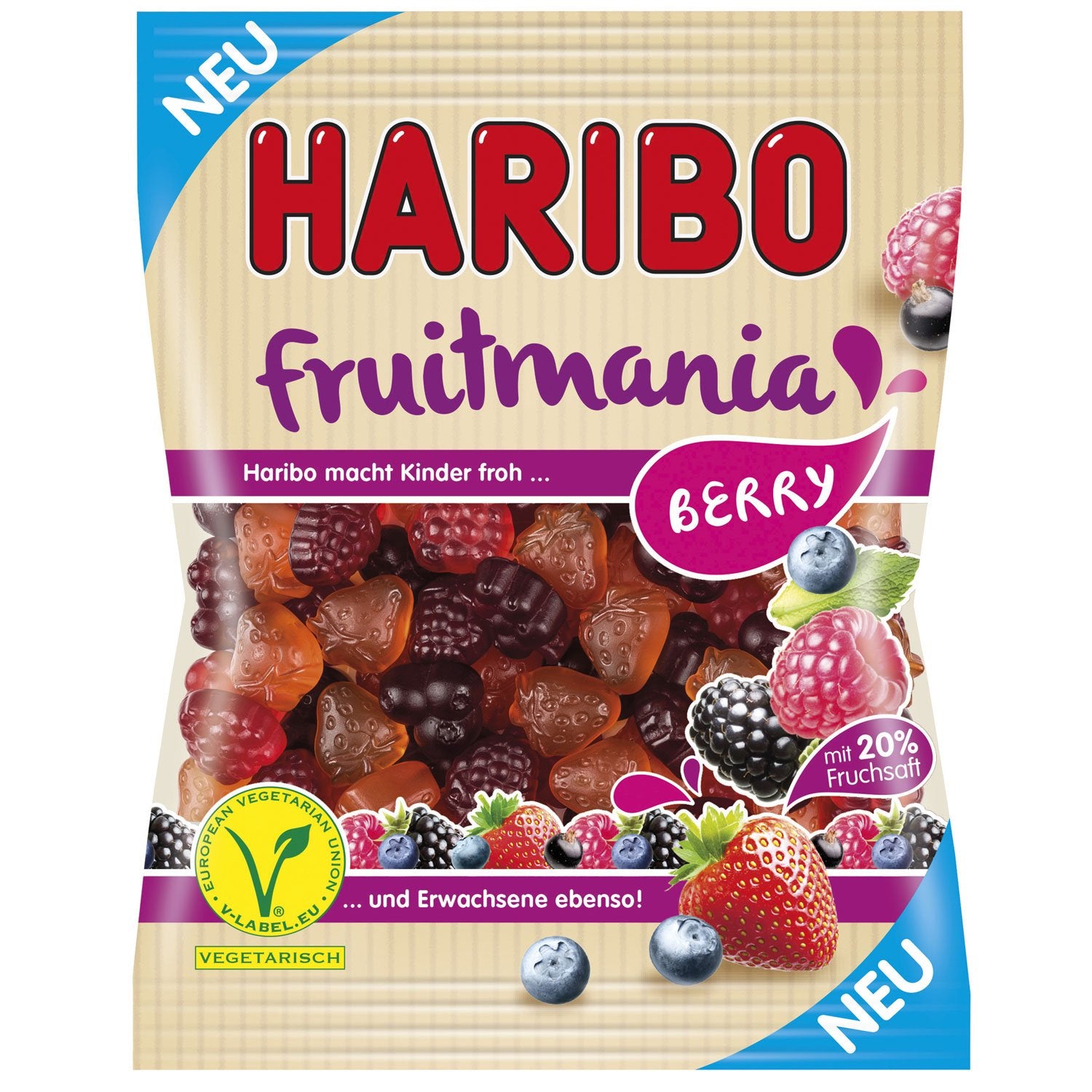 Haribo Fruitmania Berry 1 Pack 175g Imported from Germany-SET OF 2