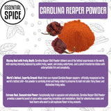 Essential Spice Carolina Reaper Chili Powder, 8 oz - Extremely Hot Ground Pepper with Fruity, Smoky Flavor - Made from 100% Pure Reaper Chilies