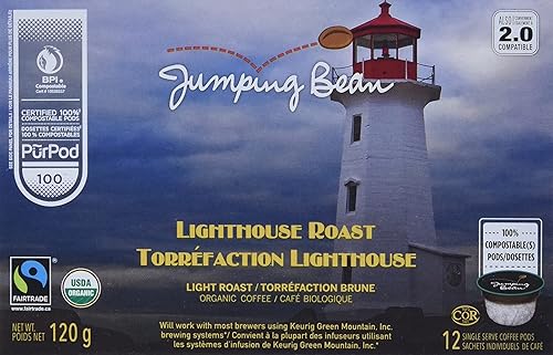 Jumping Bean Organic Lighthouse Roast Coffee Pod, 12 CT
