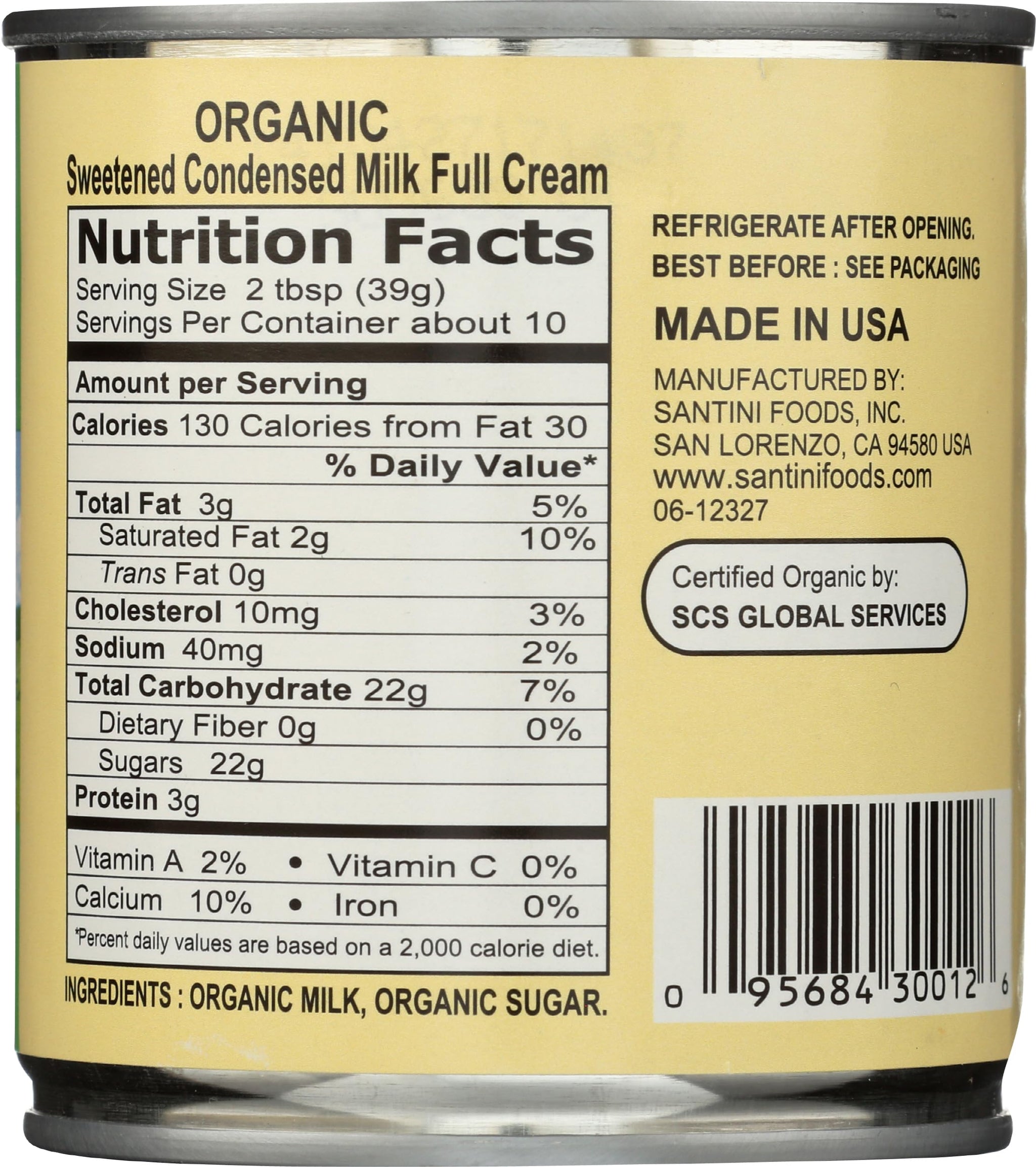 California Farms, Organic Condensed Sweetened Milk, 14 Ounce