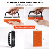 Griddle Cleaning Pads for Blackstone Flat Top, Non-Scratch Grill Scrub Pads, Bathroom Scrubbing Pads, Pool Scrub Brush, Shower Tile (5 Pads + Handle)