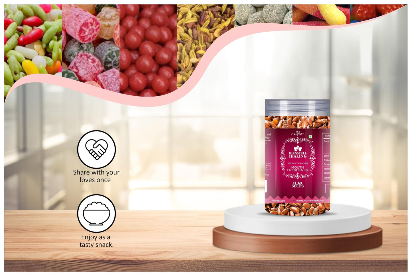 Blessfull Healing Flax Seeds 5 Oz(Ounce) Airtight Container With Spoon