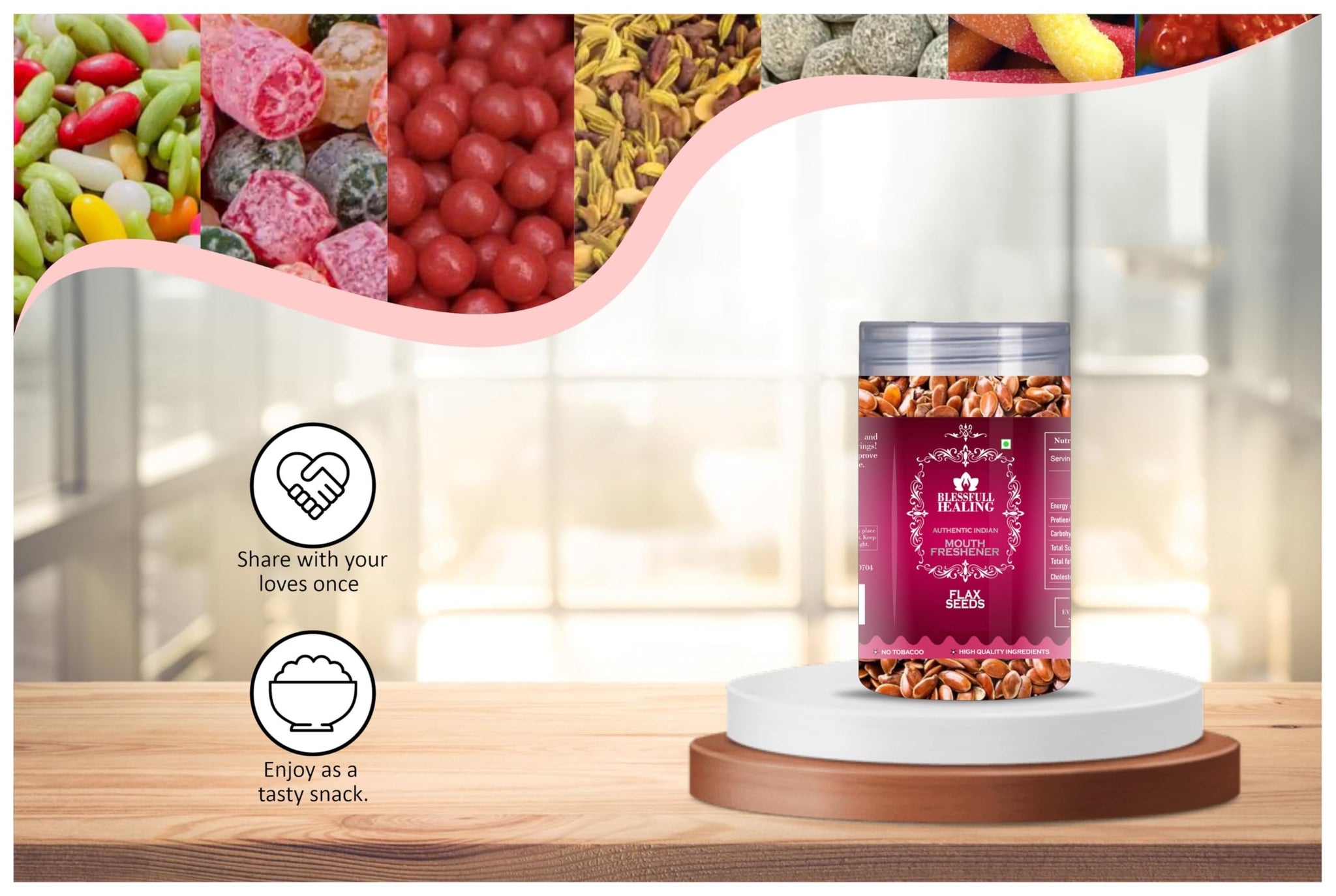 Blessfull Healing Flax Seeds 5 Oz(Ounce) Airtight Container With Spoon
