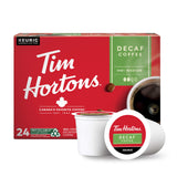 Tim Hortons Decaf, Medium Roast Coffee, Single-Serve K-Cup Pods Compatible with Keurig Brewers, 24ct K-Cups
