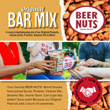 BEER NUTS Original Bar Mix - Pretzels, Cheese Stix, Sesame Stix, Insane Grain - 12oz Resealable Jar (Pack of 2)
