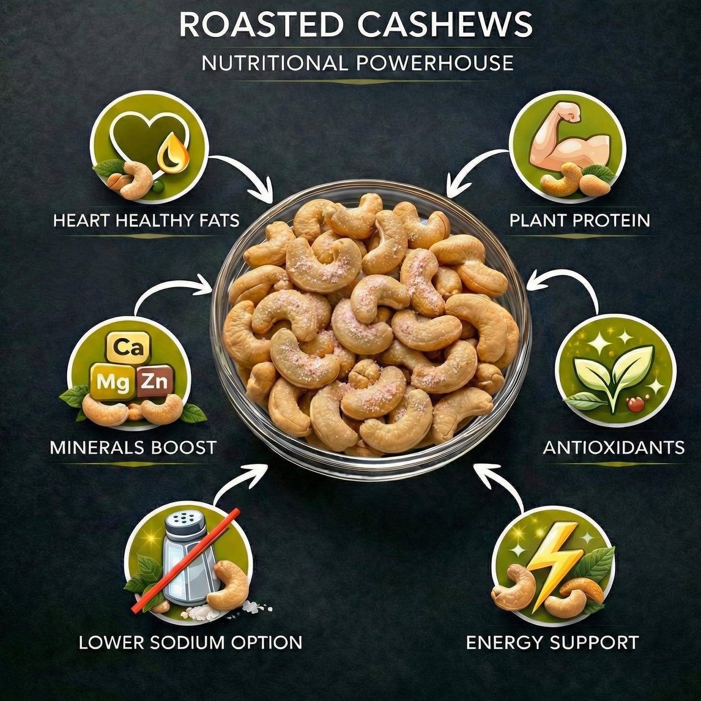 Dry Roasted Cashews Himalayan Salted (1 LB.) - Baked in Small Batches for Added Freshness - Oven Roasted to Perfection without Oil - Farm Fresh Nuts
