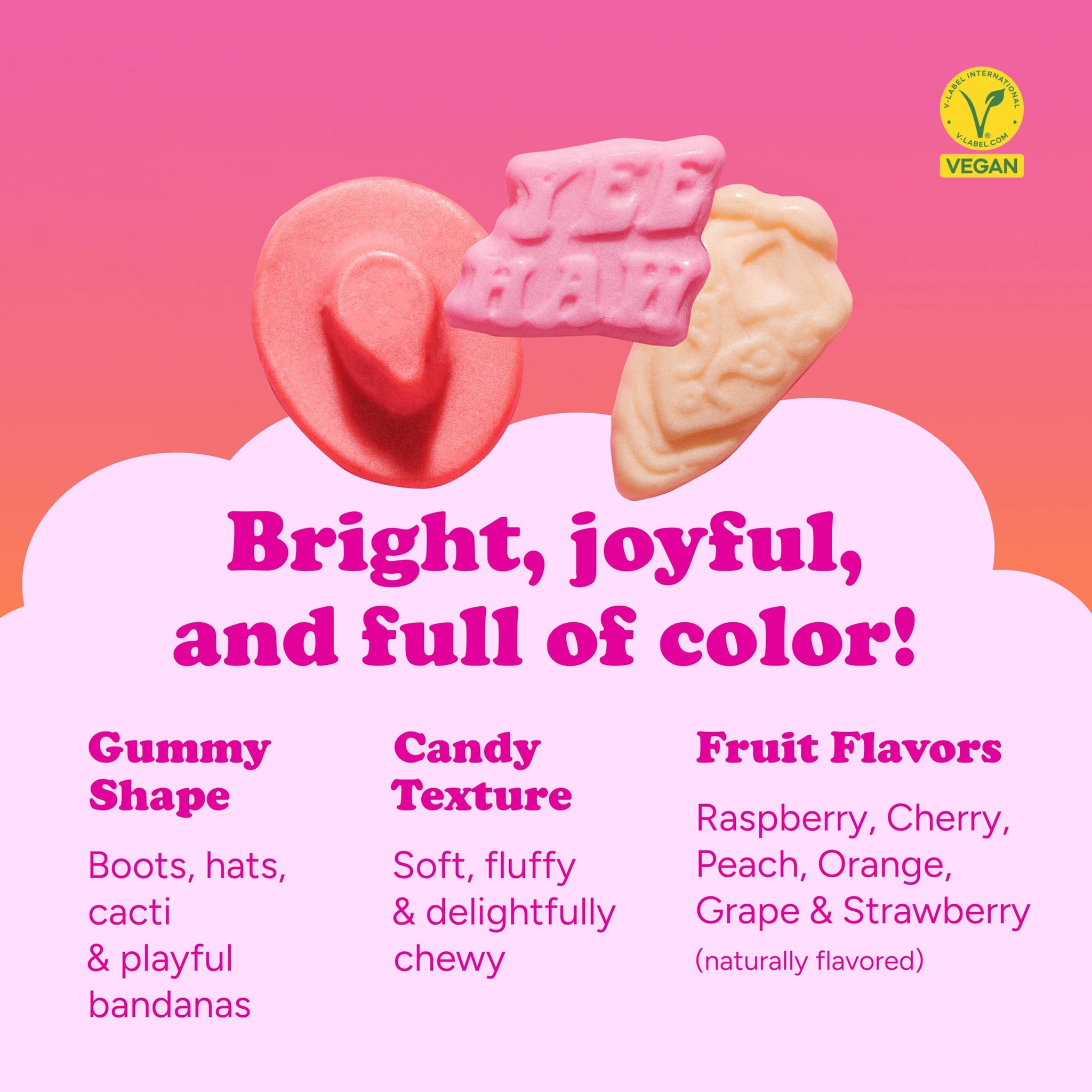 Katjes Wild & Free Foam Fruit Gummy Candy, Wildly Good Sweet Soft & Flavorful Vegan Gummies, Colorful Cowgirl Shapes, No Artificial Dyes or Flavors