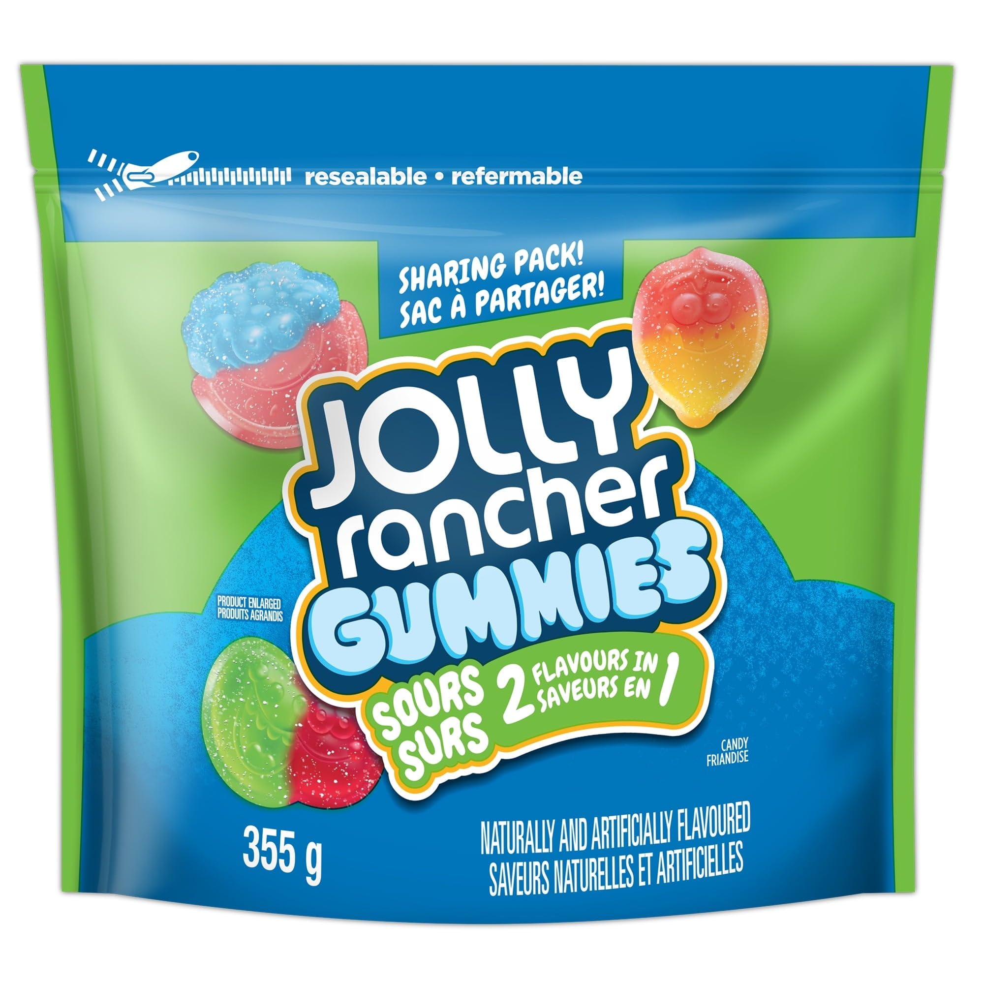 Jolly Rancher Misfits Assorted Sours Gummies, 355g/12.4 oz, Sharing Bag, Imported from Canada)