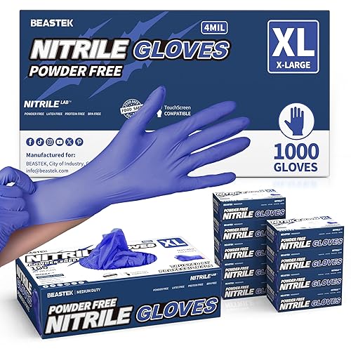 Beastek Nitrile Exam Gloves, 4 Mil 1000 Pcs, Powder-Free Latex-Free Medical Cooking Food-Safe Disposable Gloves, Blue Violet (X-Large)