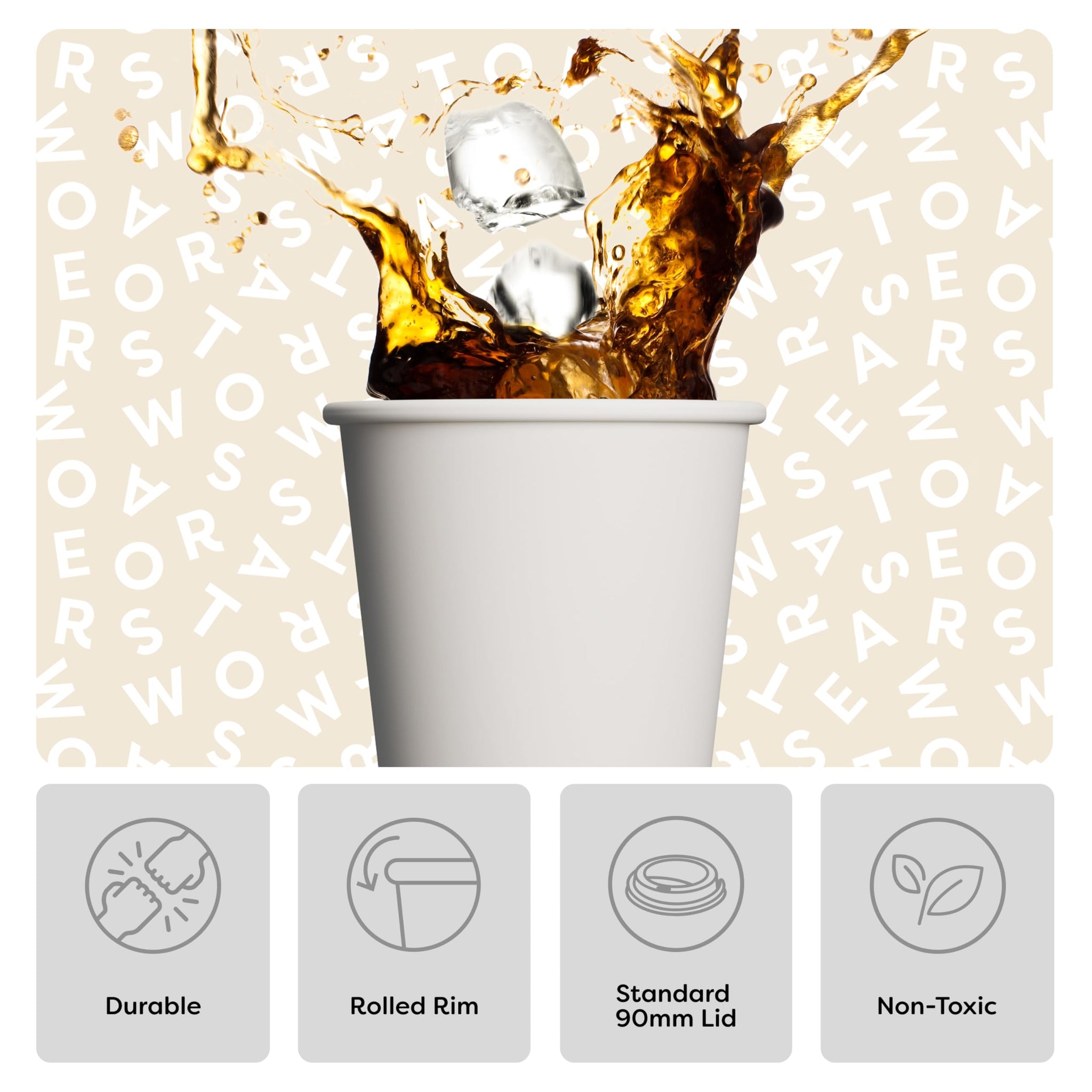 TOSSWARE GO 12oz Hot Cups - Set of 1000, premium quality food safe coffee cups, FDA-compliant recyclable paper cups, single wall cups for hot and cold