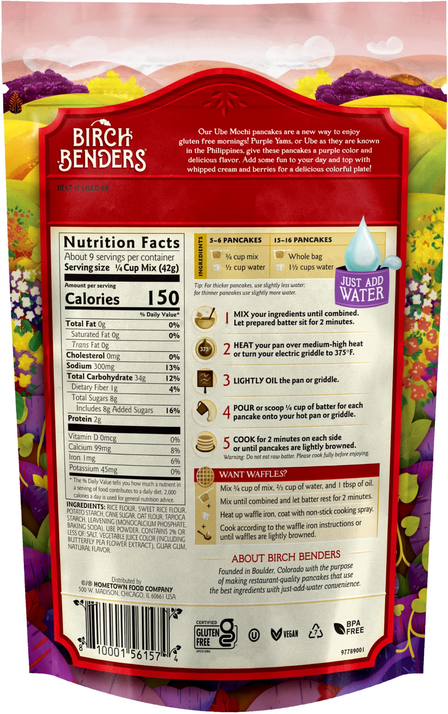 Birch Benders Ube Mochi Pancake & Waffle Mix, 14 oz Bag