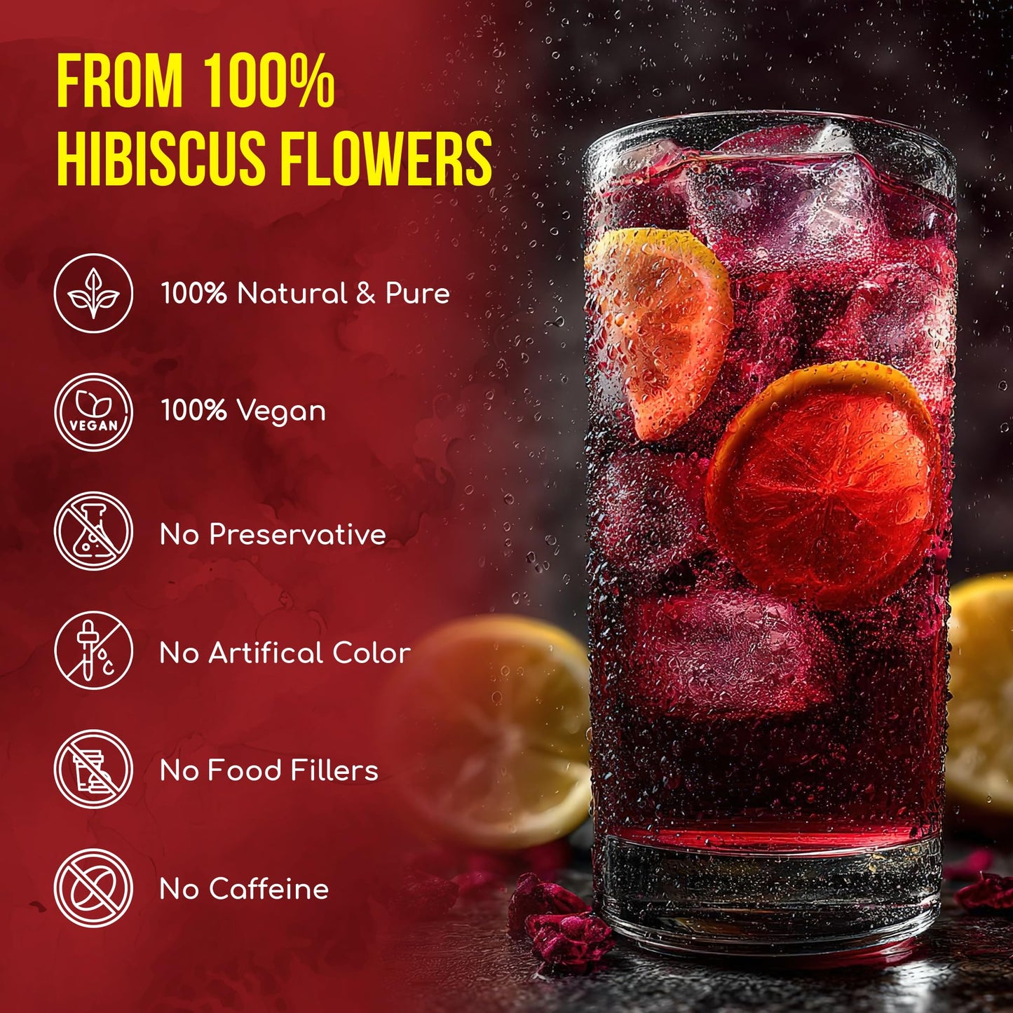 FRESHDRINKUS 140 Hibiscus Flowers Tea Bags, 100% Natural, Pure from Hibiscus Flowers. Loose Flower Hibiscus Herbal Tea. Hibiscus Flower Tea. No Sugar