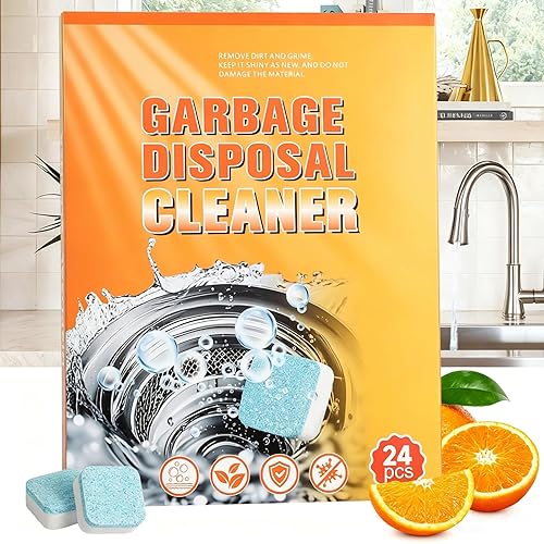 24 Pieces Garbage Disposal Cleaner Tablets, Citrus Scent Deep Cleaning Tablets, Ideal for Kitchen Sinks, Drains and Waste Disposal Units, Dissolve