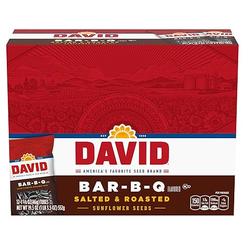 DAVID Sunflower Seeds, Bar-B-Q Flavor, 1.625 oz. (Pack of 12)