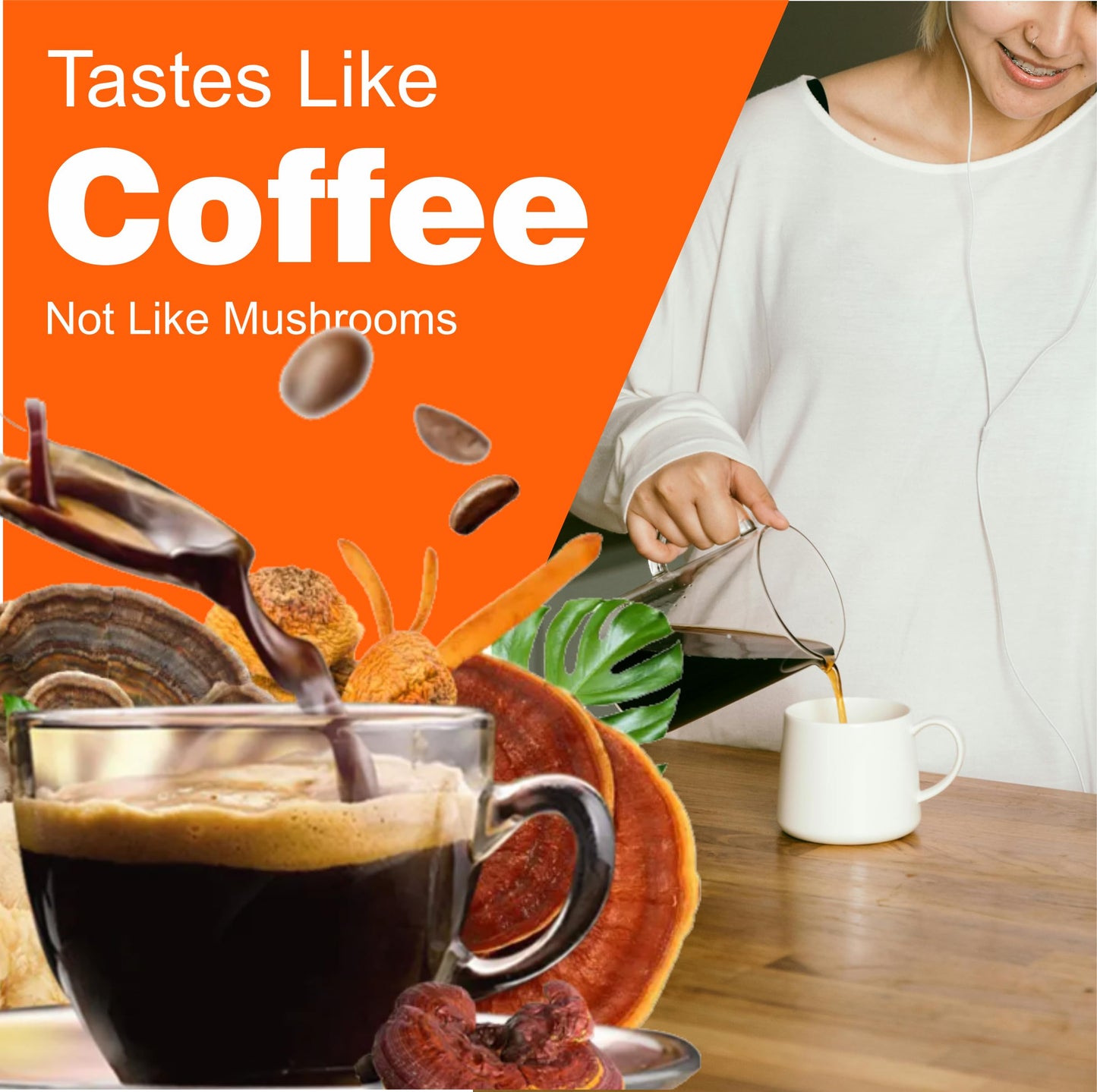 CIRCA AROMA Mushroom Coffee, Organic Arabica Coffee with Lion's Mane, Chaga, Maitake, Shiitake, Cordyceps, L-Theanine and Coconut Milk.