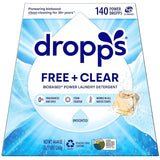 Dropps Free & Clear Laundry Detergent Pods (140 Count) - Unscented Laundry Pods | Fights Odors & Stains | Free of Dyes Parabens & Perfumes |