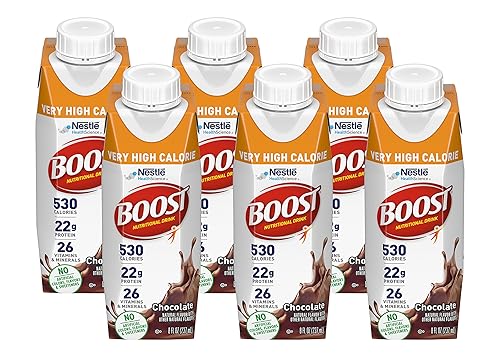 Boost Very High Calorie Nutritional Drink Very Vanilla, Made with Natural Chocolate Flavor & No Artificial Flavors, Colors & Sweeteners, 8 FL OZ (Pack