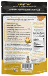 DelighTeas Organic Golden Milk Powder with Turmeric, Ginger, Ceylon Cinnamon | Ayurvedic Spices for Golden Turmeric Latte | Unsweetened, Vegan