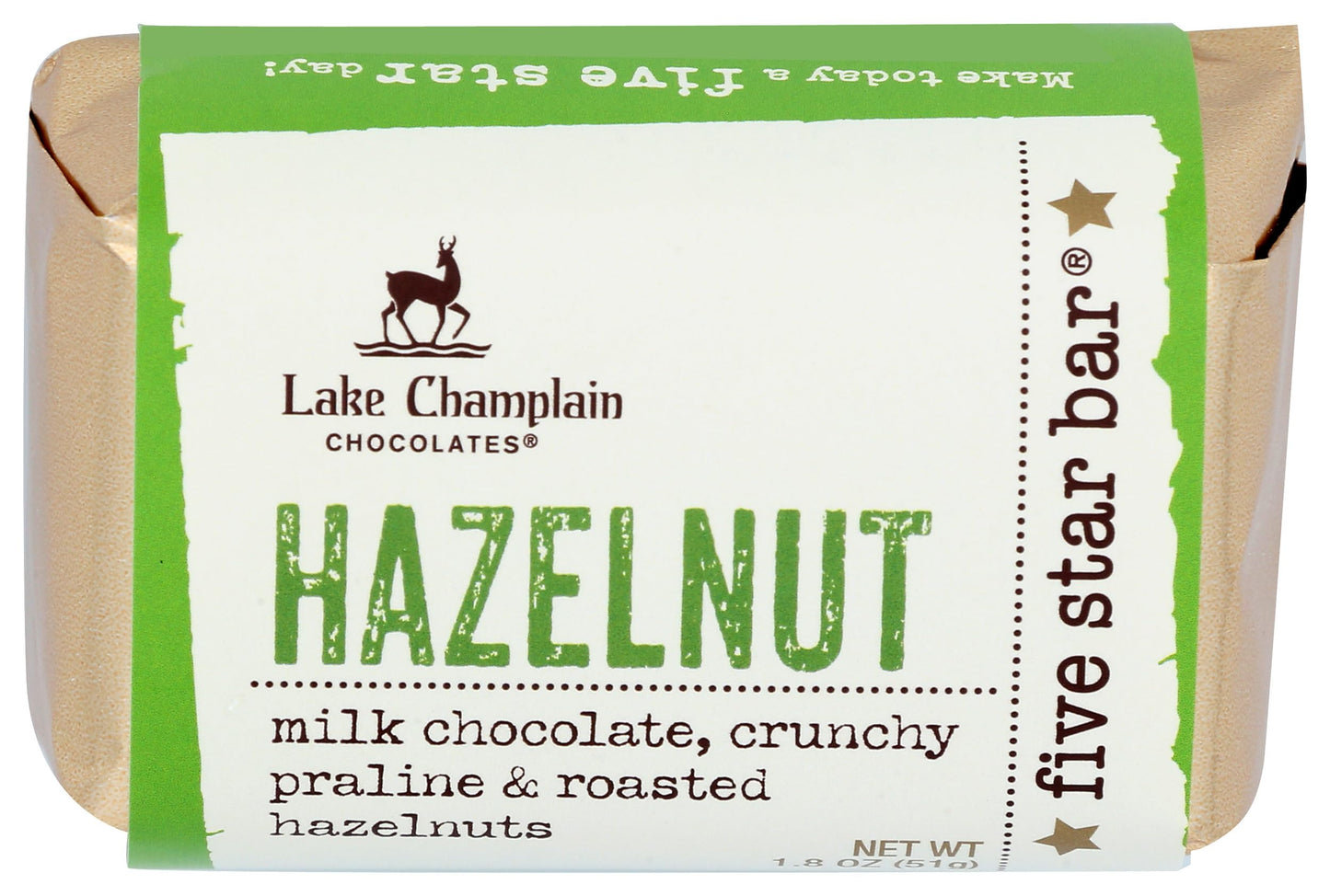 LAKE CHAMPLAIN CHOCOLATES 5 Star Hazelnut Bar, 1.8 OZ
