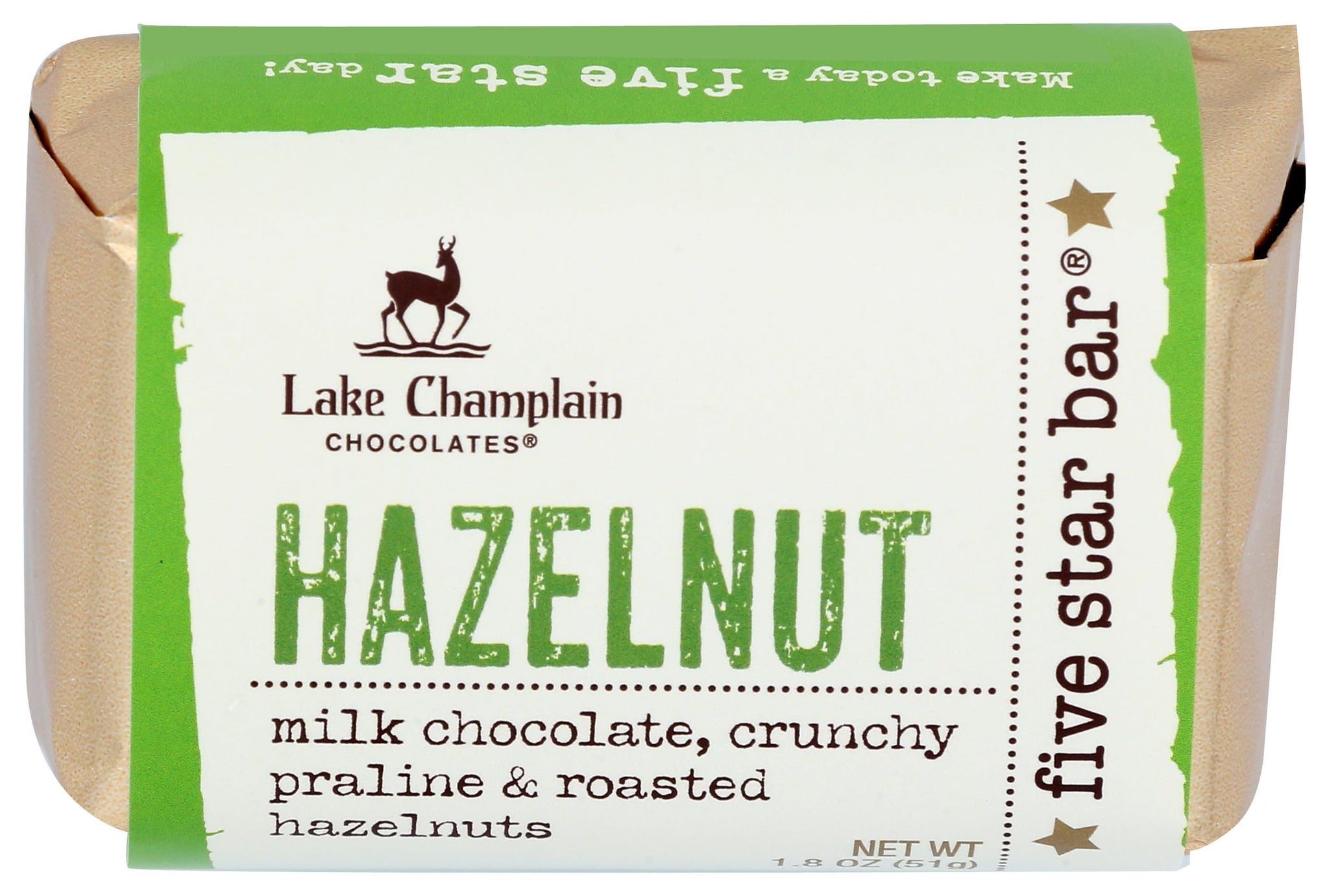 LAKE CHAMPLAIN CHOCOLATES 5 Star Hazelnut Bar, 1.8 OZ