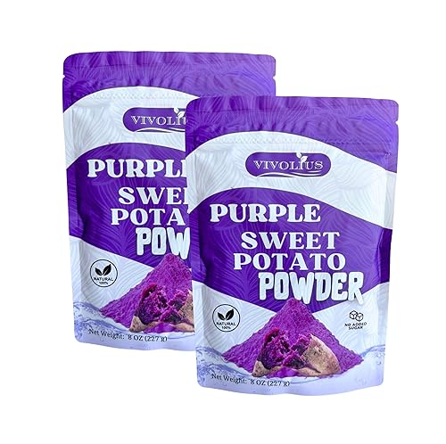 Purple Sweet Potato Powder - Vivolius 16 oz (454 g) Natural Food Coloring Powder for Baking, Cooking. No Sugar Added, Non-GMO. (2 Pack) (16oz)