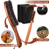 4 Pcs Horsehair Felt Hat Brush Kit with Cleaning Sponge Cowboy Clean Hat Wood Fedora Hat Cleaning Set Baseball Cap Lint Brush Remove Dust for Hair