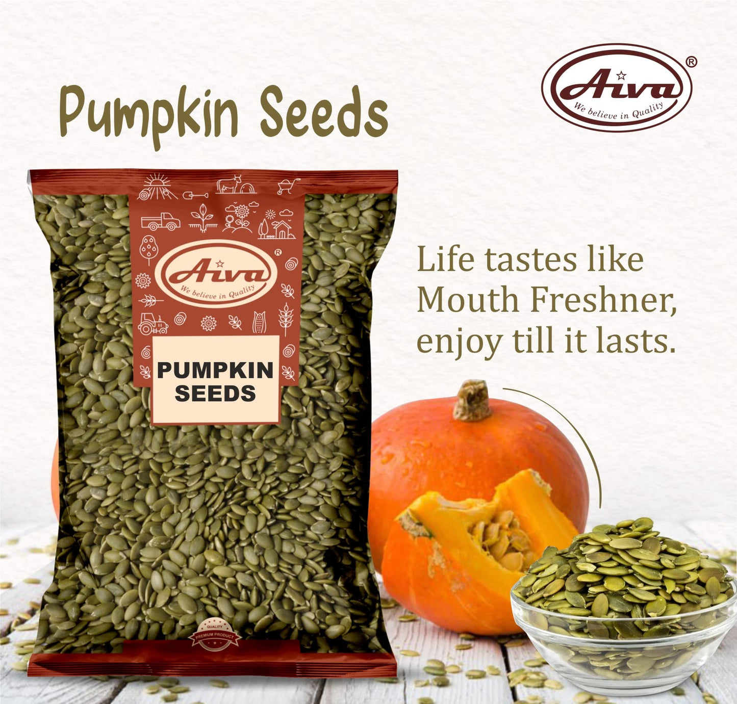 Aiva Pumpkin Seeds Raw (4 LB Bulk) - Premium Whole Pepitas for Snacking, Baking, Salad Toppings, Cereal, Roasting and Cooking Shelled Pepitas