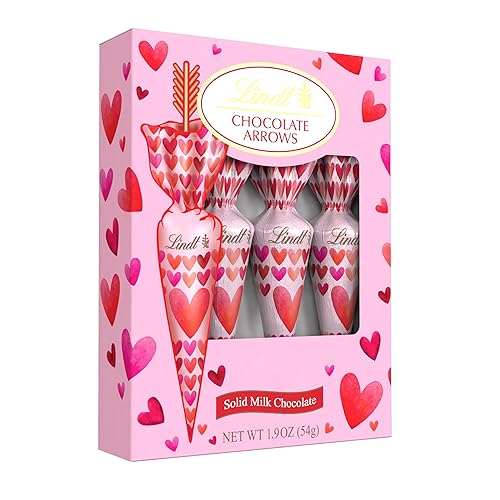 Lindt Chocolate Arrows, Valentine's Arrow-shaped Solid Milk Chocolate on a Stick, 4 Pack