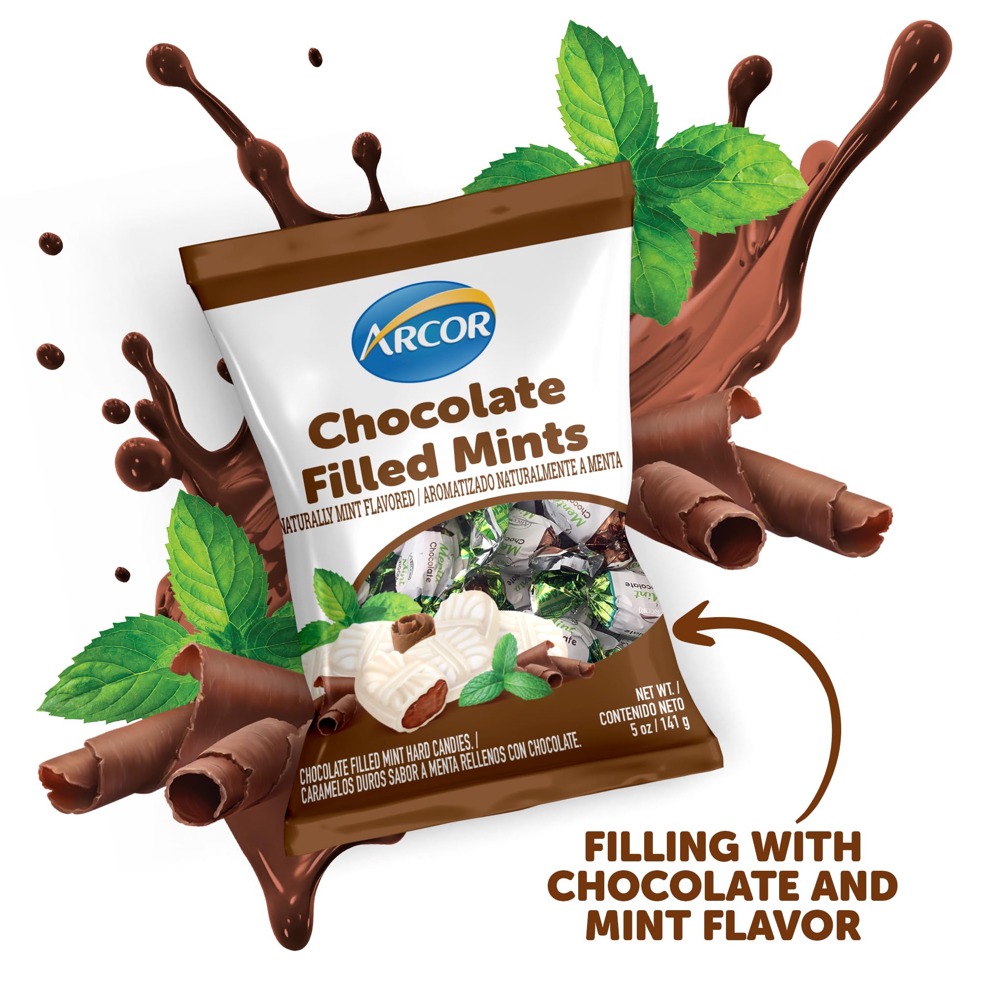 Arcor Chocolate Filled Mints - Sweet, Delicious & Individually Wrapped Hard Candy from South America, Perfect for Parties, Events, and Everyday Treats