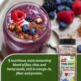 Badia Trilogy Health Seed, Flax, Chia, Hemp Seeds Blend, High Fiber Superfood Mix, Omega-3, 21 oz