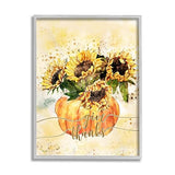 Stupell Industries Give Thanks Phrase Orange Pumpkin Sunflower Floral Burst, Design by Ziwei Li