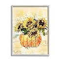 Stupell Industries Give Thanks Phrase Orange Pumpkin Sunflower Floral Burst, Design by Ziwei Li