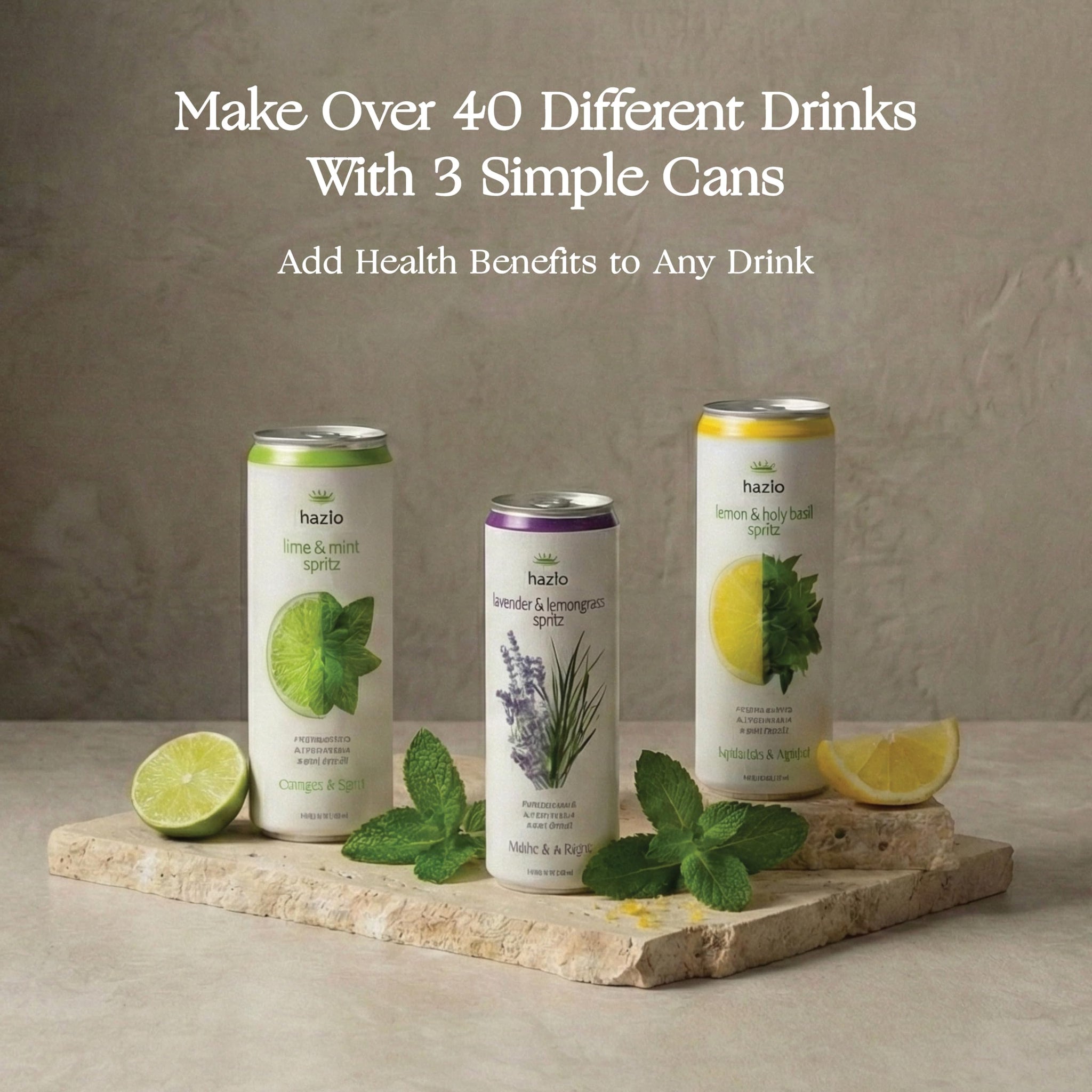 Hazlo Spritz (Lime & Mint) - Zero Proof Spritz Cocktail Mixer, Craft Mocktails with Adaptogens, Nootropics - Functional Seltzer, Calming Non Alcoholic